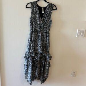 Elegant Black and White Floral Dress